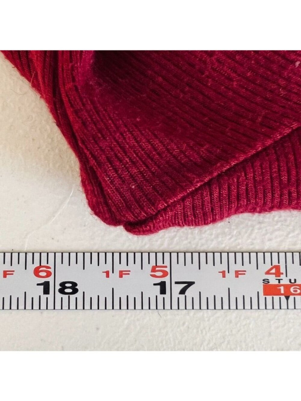 Oxblood Red Ribbed Long Sleeve Soft Stretch Fitted Layering Tee Minimalist Sz S - Picture 7 of 11